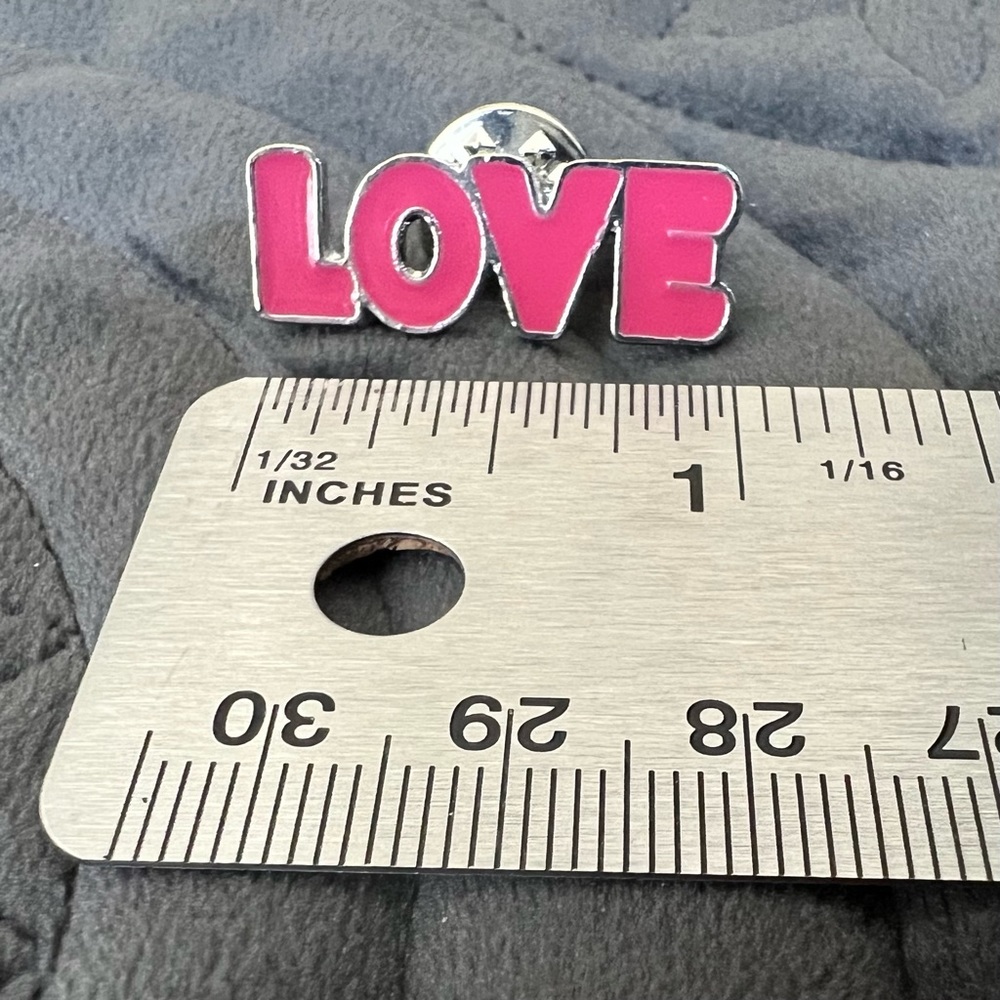 Pink Enameled “LOVE” Pin Brooch - Picture 2 of 2